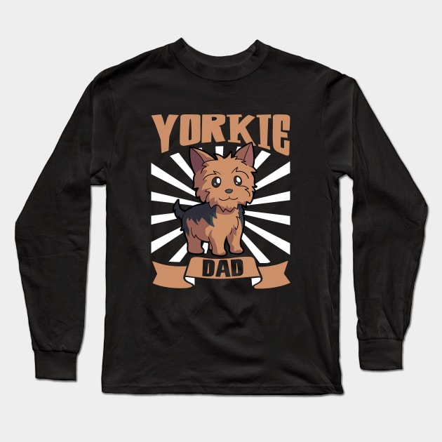 Yorkie Dad - Yorkshire Terrier Long Sleeve T-Shirt by Modern Medieval Design